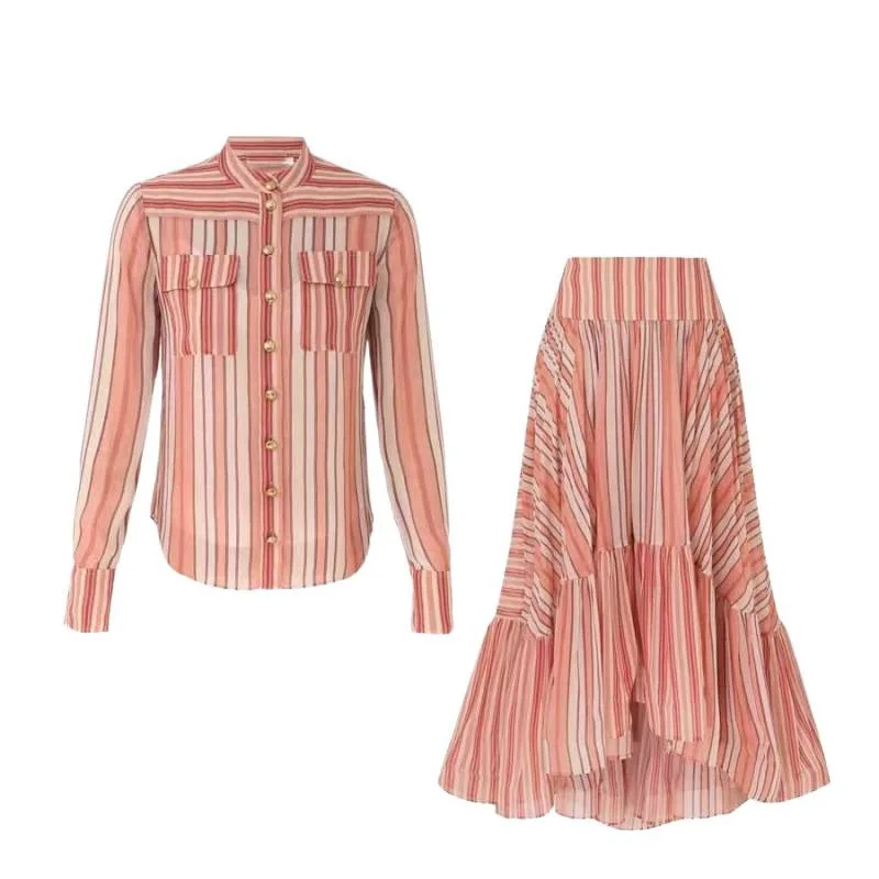 n Sle Slim Fit rayé irt taille élastique t-shirt pièce ensemble femme Faion printemps Collection Thiened Long Sve D...