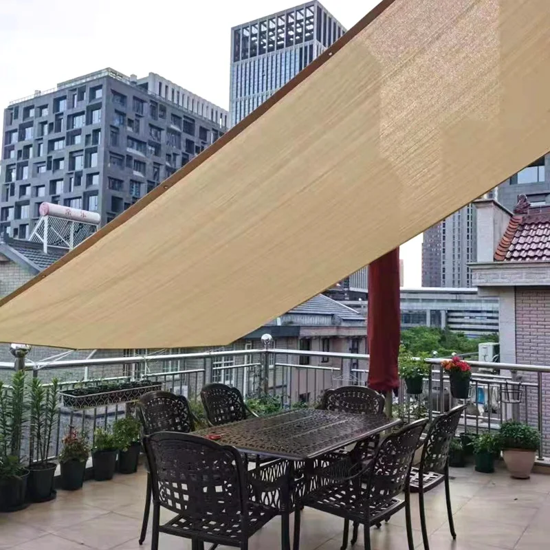 90% Shading Outdoor Anti-UV Beige Grey Coffee HDPE Sun Shade Net For Balcony Screen Mesh And Pergolas Sunshade