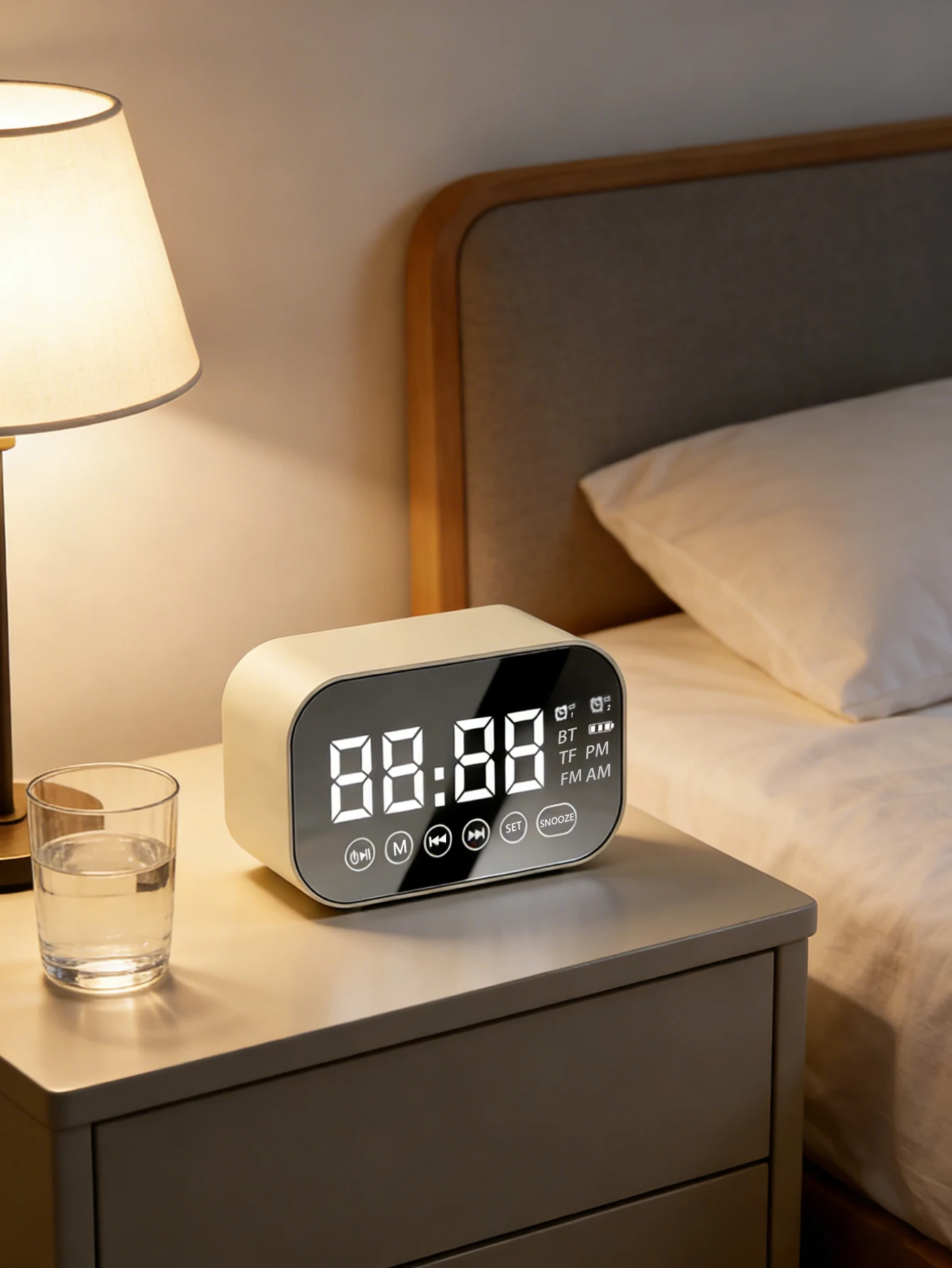 New Dual-Function Alarm Clock and Speaker Device, Smart Bluetooth Speaker with Multi-Functional Clock, Excellent Alarm Clock for