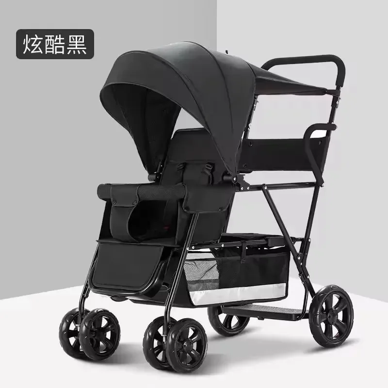 

Twin Split Baby Stroller Front and Rear Seats Two Person Can Sit and Lie on A Lightweight Handcart