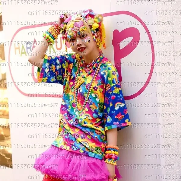 Rainbow Colorful Candy Series Limited Edition T-shirt All-over Print Oversized Top Girls Y2K Daily Street Style for Kids/Adults - view 2
