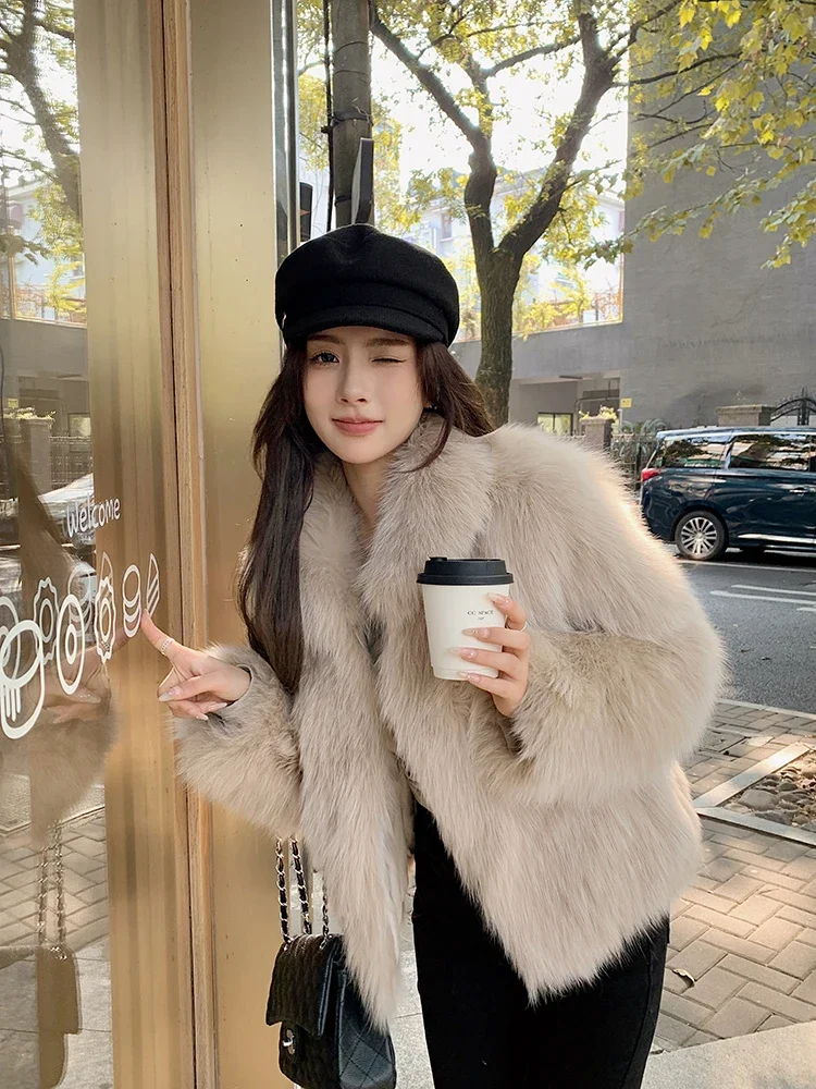 Winter fox fur coat women's fur coat lapel