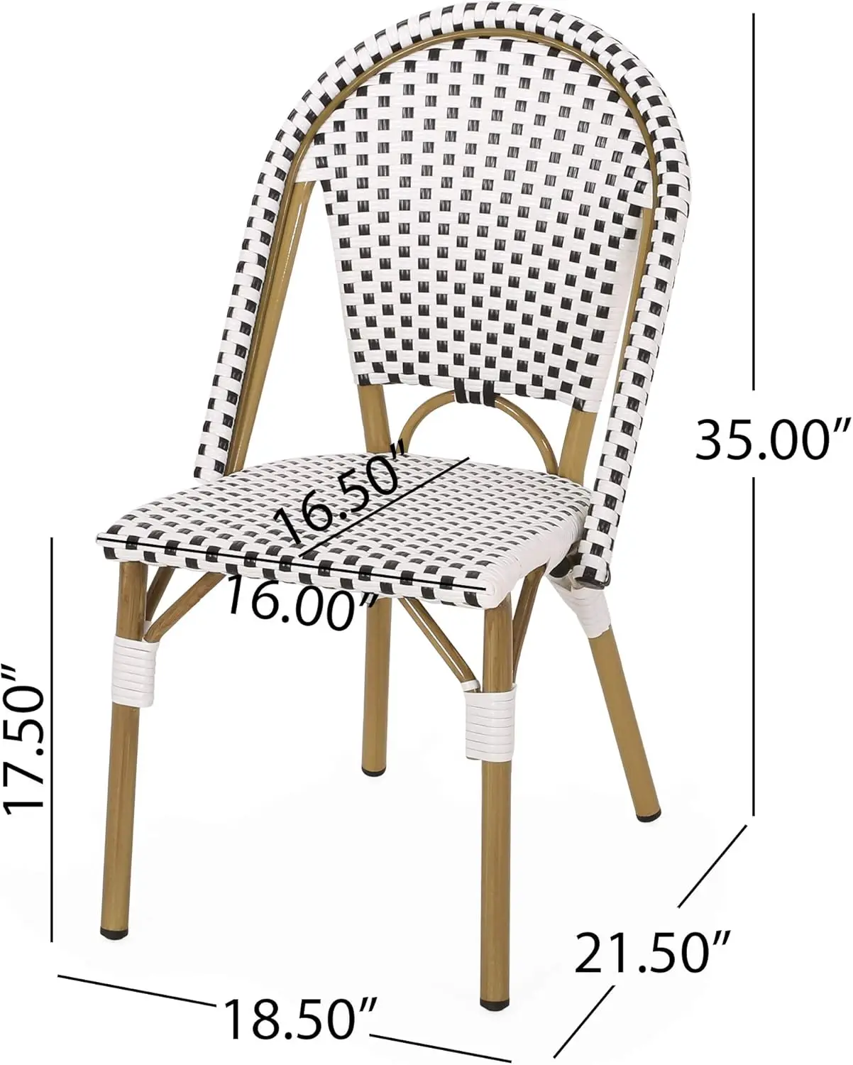 Christopher Knight Home Philomena Outdoor French Bistro Chair (Set of 2), Black + White + Bamboo Print Finish 2025 USA