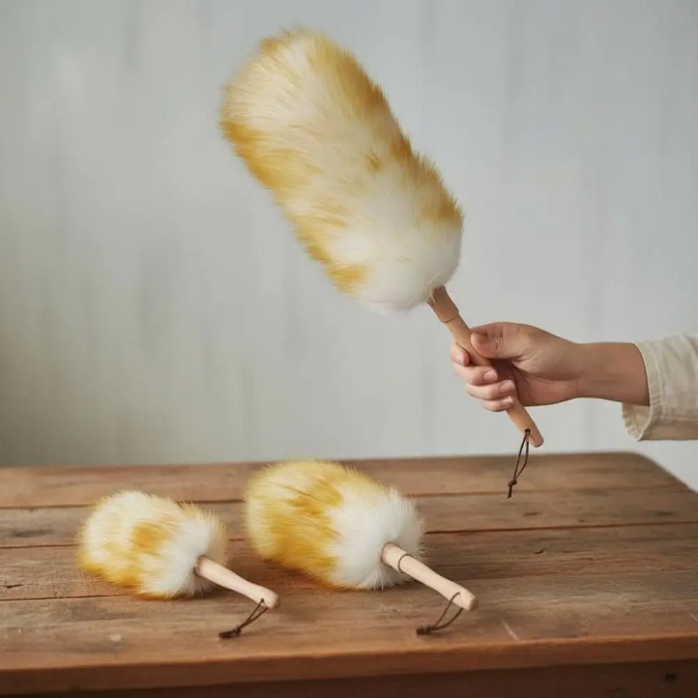 

Washable Wool Duster Anti Static Soft Brush Multipurpose Cleaning Tools Wooden Handle Lightweight Wool Dust Collector