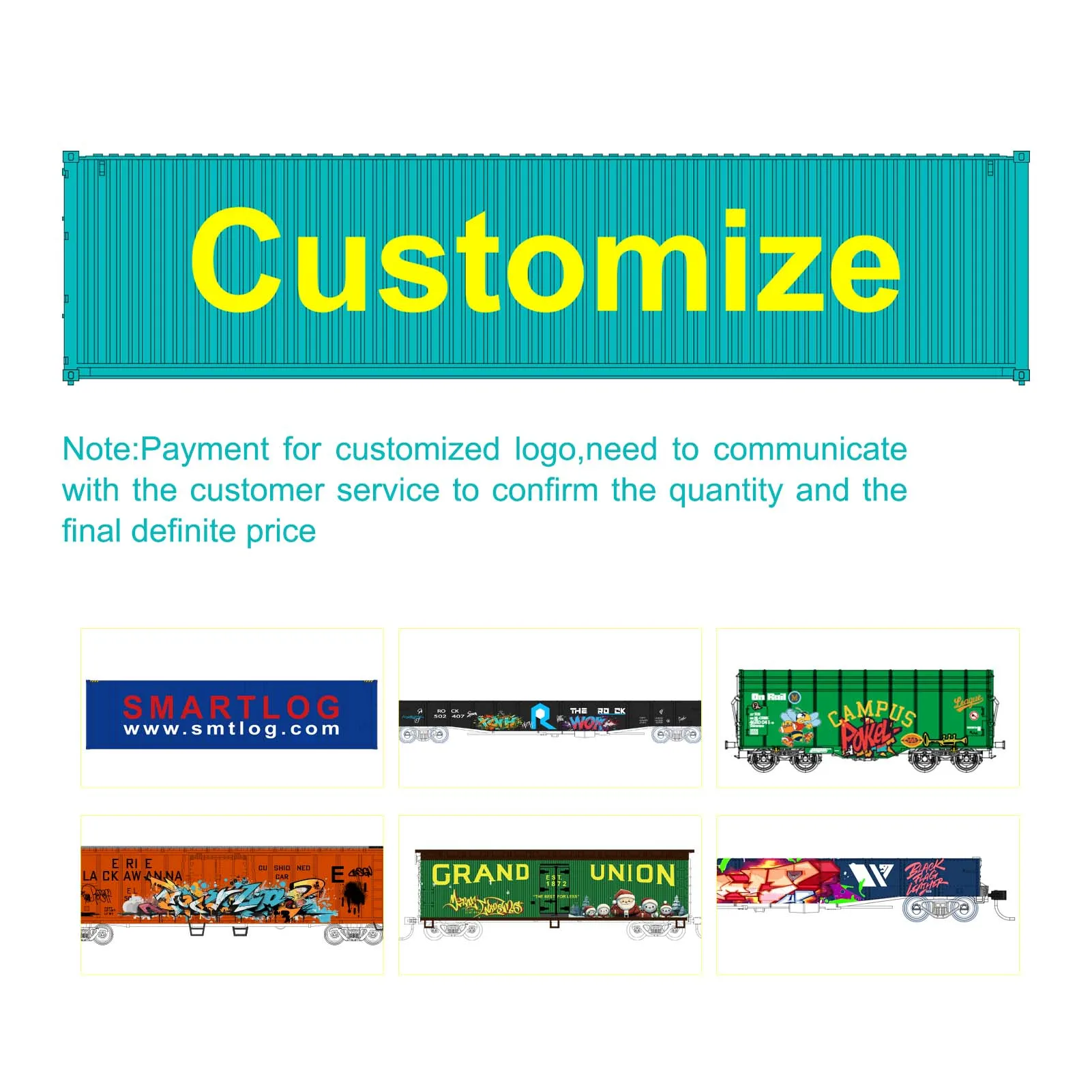 Evemodel Customized Personalized O HO N Scale Container Wagon DIY Grafitti Image Picture UV Print