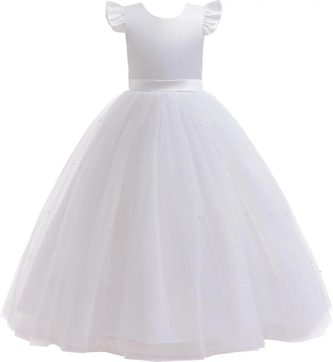 Flor meninas cetim tule vestido de dama de honra longo uma linha casamento aniversário pageant vestidos de festa flor menina vestido de baile