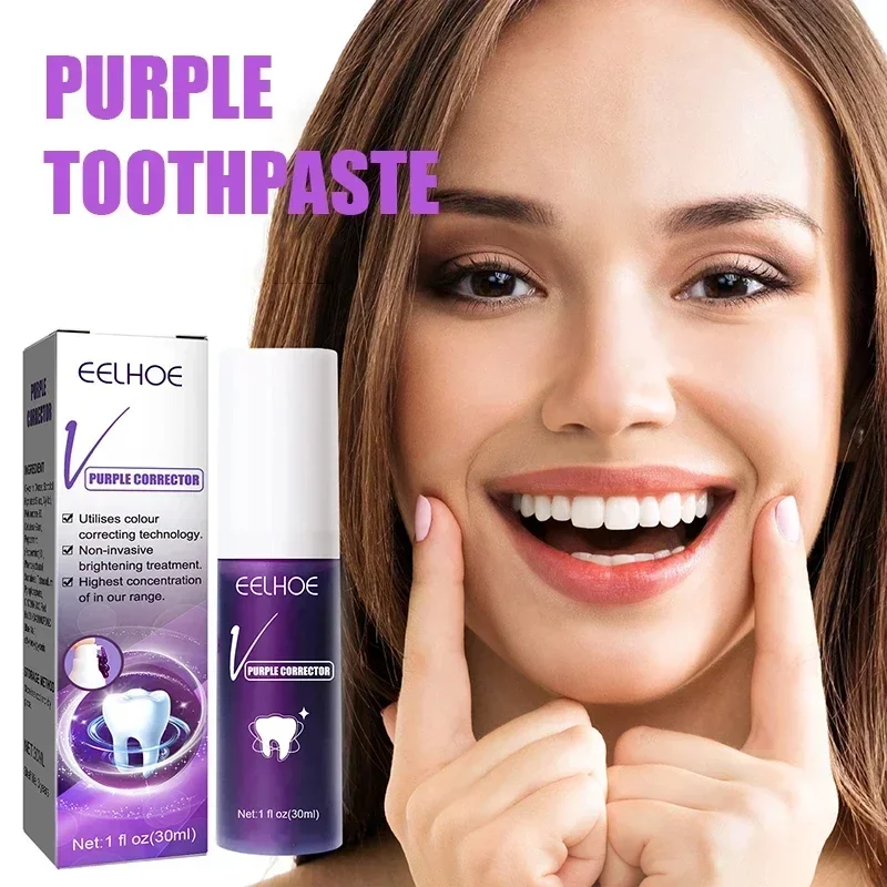 Teeth Whitening Purple Toothpaste Remove Teeth Breath Whitening Brightening Essence Corrector Color Care Oral Stain Free