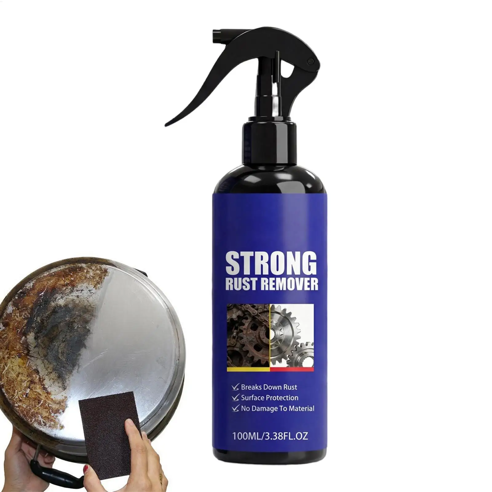 Spray Eliminador de Óxido, Disuelve el Óxido de los Neumáticos, Protege las Llantas y los Tambores de Freno, Ideal para Superficies Metálicas del Hogar, Electrodomésticos de Cocina, Cuidado del Automóvil
