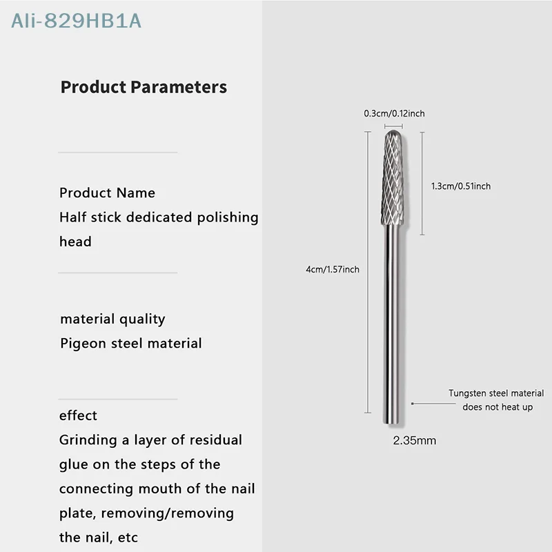 Broca de carburo de tungsteno para uñas, 1 piezas, cortador eléctrico para máquina de manicura, accesorios para uñas