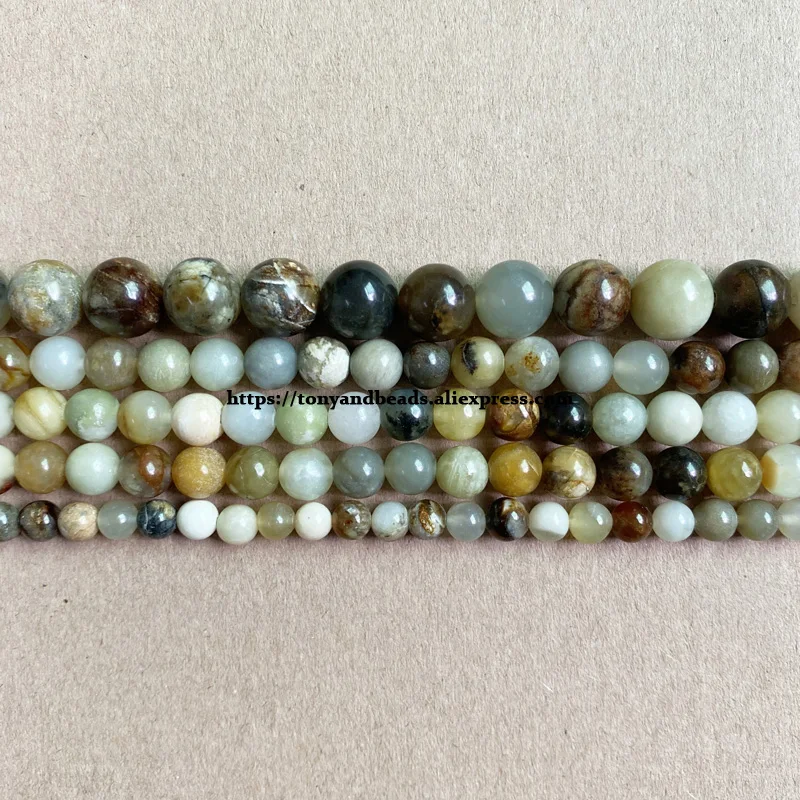 Natural China Colorful Xiuyan Jade Stone Round Loose Beads 4 6 8 10 12MM Pick Size For Jewelry Making