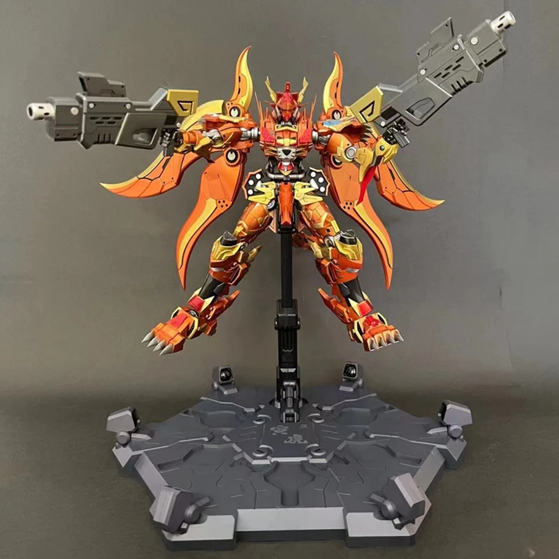 Twelve Zodiac Series tiger Alloy movable skeleton Illuminated platform finished product Mecha model Toys Collect gifts