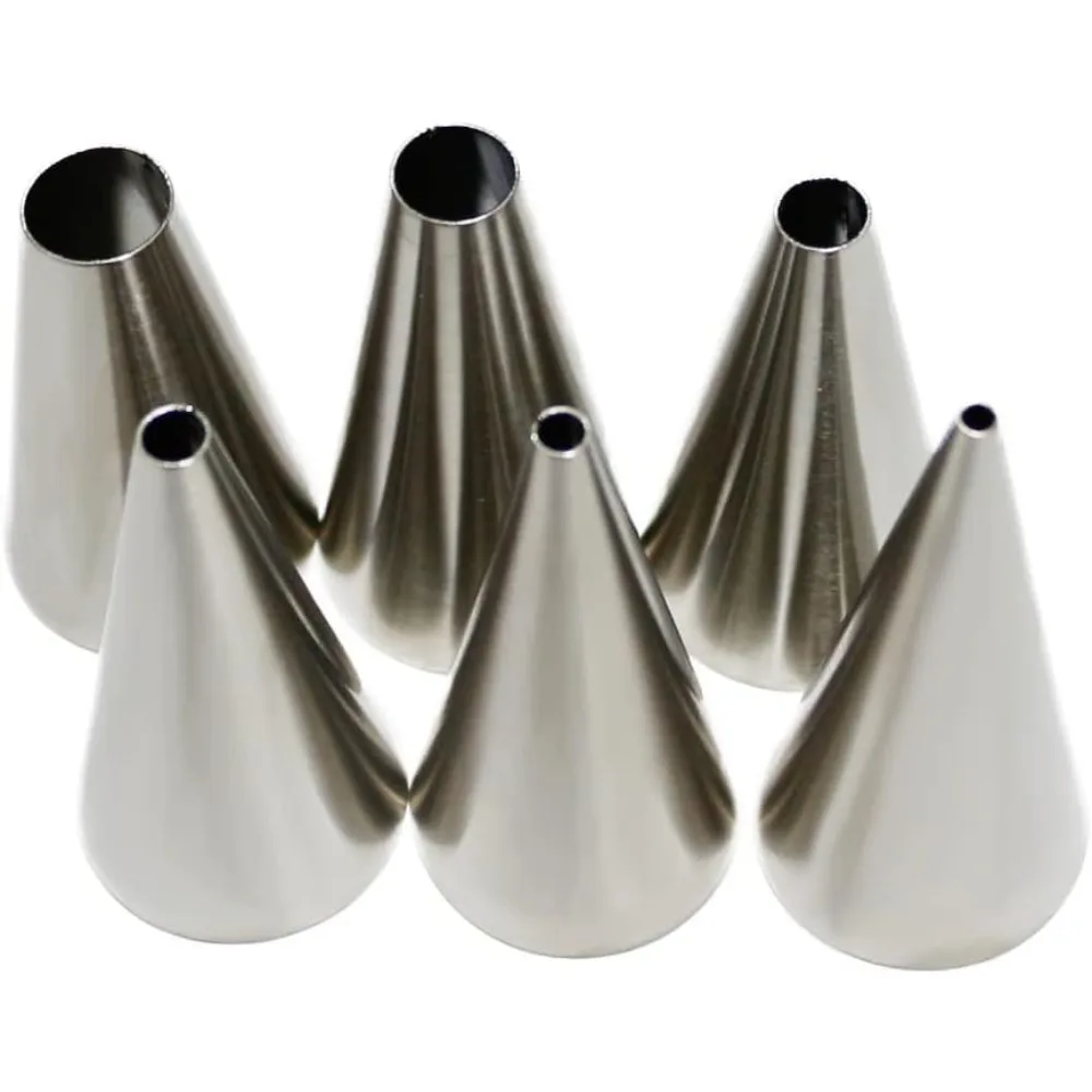 

6pcs Round Piping Nozzles Set Stainless Steel Icing Piping Tips 6 Sizes Frosting Tips for Pastry, Dessert, Cake Decorating Suppl