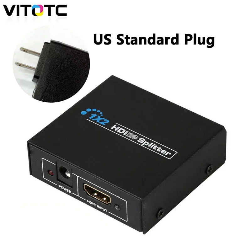 1 in 2 out 1080p HDMI-compatibl 1x2 Splitter Power Signal Amplifier NEW  Box 1.3B 1.4 Compliant DVD Player