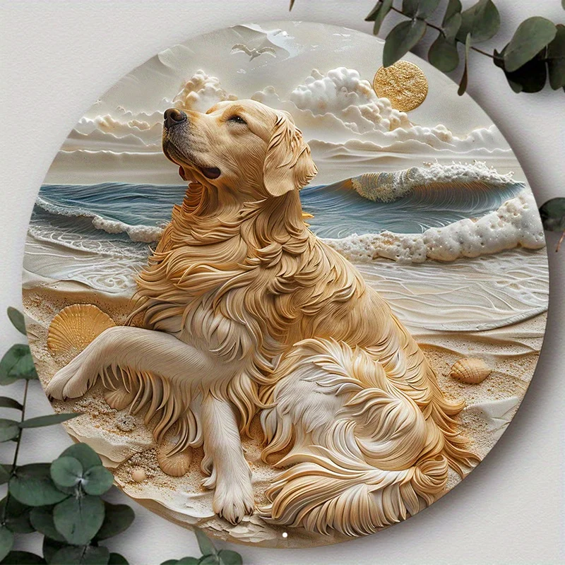 

Cute Dog Gift Mask Round Aluminum Sign, Art Decorative Metal Plates for Club, Bar, Home Office Yard Decor, Gift for Dog Lovers