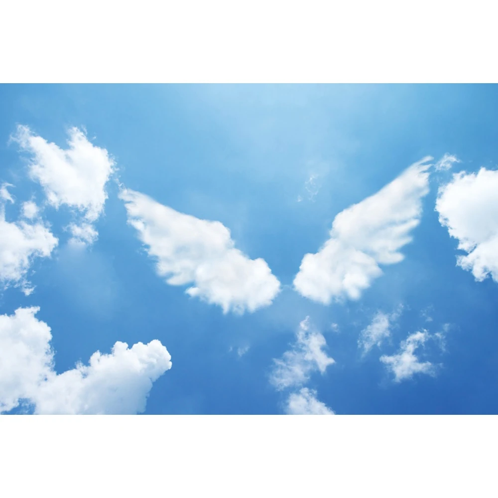 حالمة السماء الزرقاء سحابة بيضاء خلفية للتصوير الفوتوغرافي قوس قزح وميض ستار الوليد الطفل صورة عيد ميلاد ديكور خلفية الصورة #2