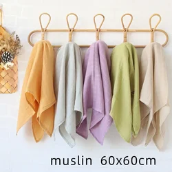 Bamboo Muslin Squares Plain Swaddle Blanket Baby Saliva Towel Burp Cloth for New Born Stuff Cloth Diaper 60x60cm