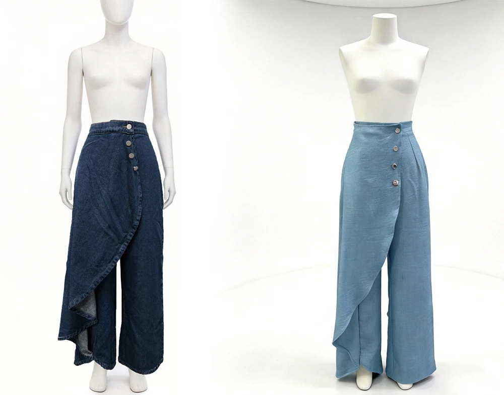 Y2KPants Spring Summer Fashion Long Solid Color Casual Buckle Loose Wide Leg Pants Women Trousers Faux Denim