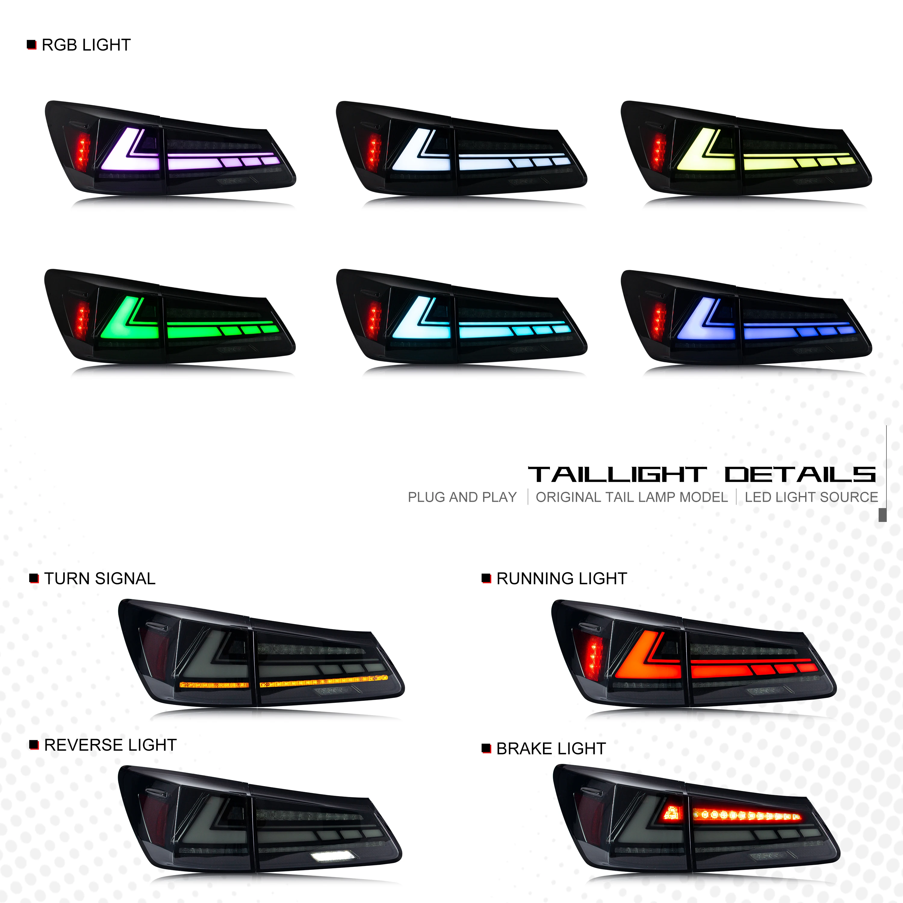 LED Tail Lights for Lexus IS250 IS350 ISF F-Sport 2006-2013 With Start-up Animation Sequential Signal Taillights Accessary