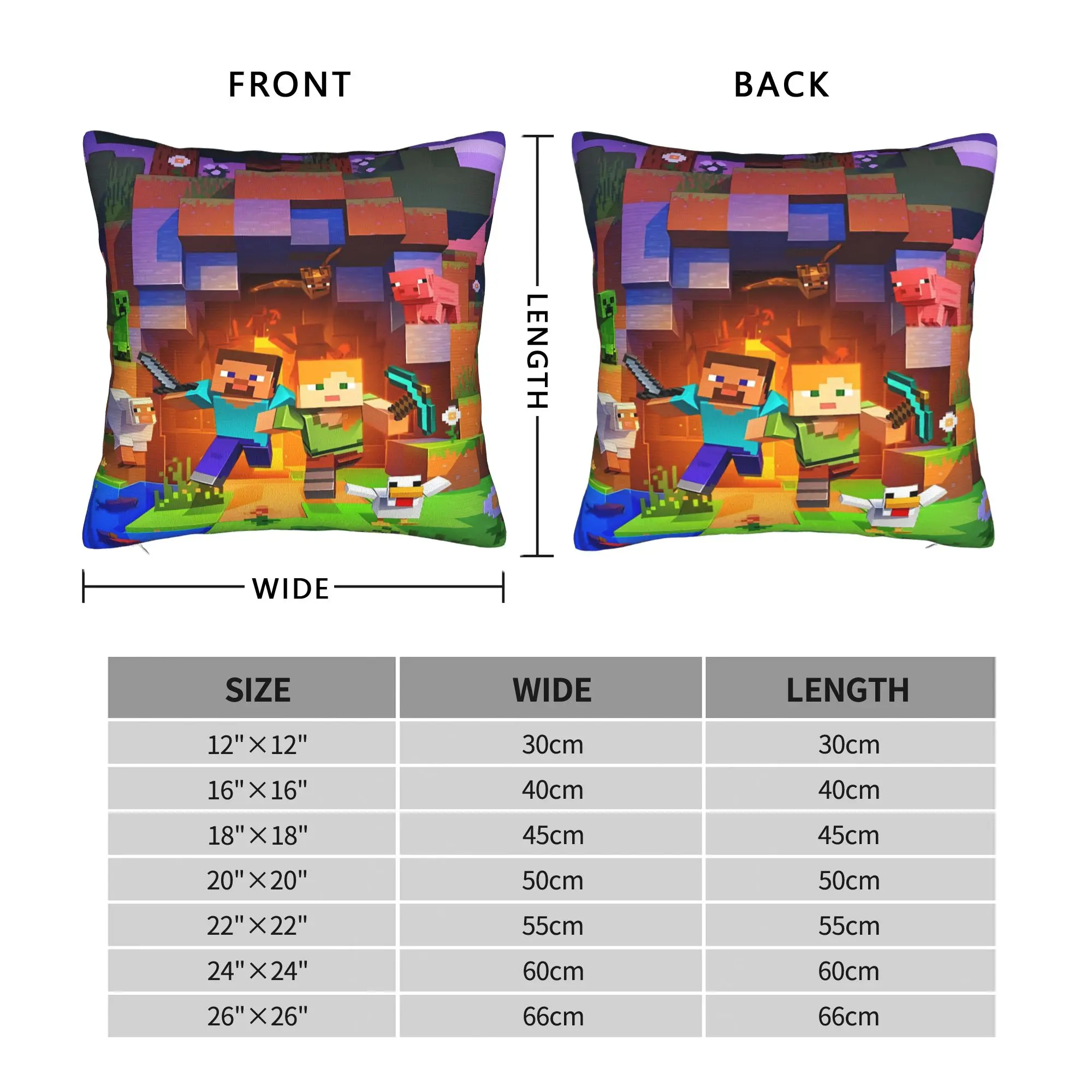 Game M-Minecrafts Pillow Cover  Cute Funny Pillow Case For Couch Sofa Bedroom Soft Pillowcases Gift