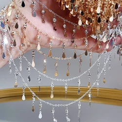 1meter Rhinestone Pendant Copper Chain Droplet Charms Crystal Glass Bead Chain Handmade Necklace Supplies for DIY Jewelry Making