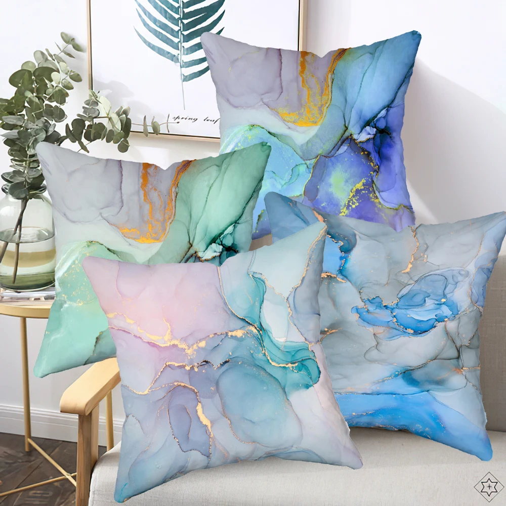 Modern Abstract Marble Pillow Cover Bedroom Home Office Decorative Pillowcase Square Zipper Pillow Cases Fabric Eco-Friendly 8.1