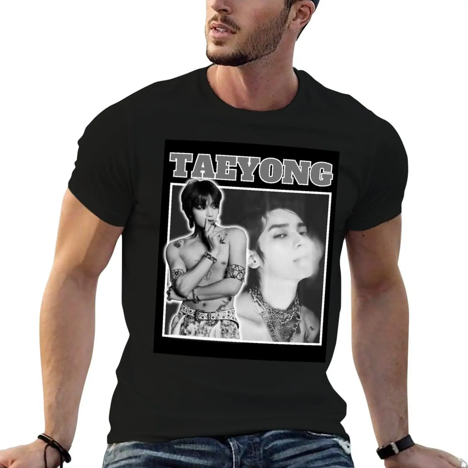 

Taeyong (Black Version) T-Shirt t shirts for man slim fit t shirt men 100% cotton luxury brand man t shirt heavy cotton T-shirt