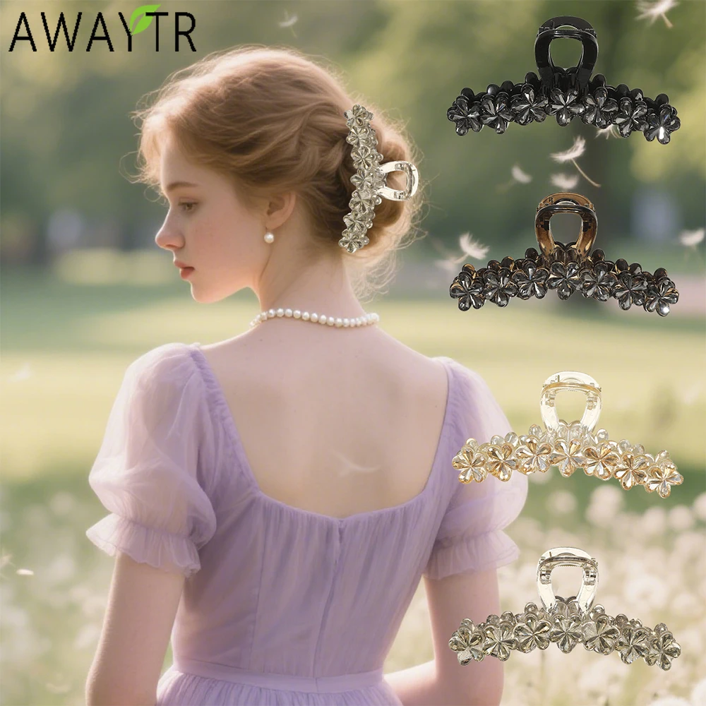 

AWAYTR Champagne Flowers Hair Claws Acetate Floral Hair Clip Crab For Girl Gift Hair Accessories Valentine Headwear