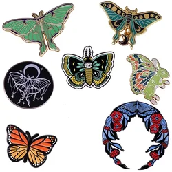Beautiful Magic Luna Butterfly Wreath Enamel Pin Luna Messenger Crescent Moon Butterflies Brooch