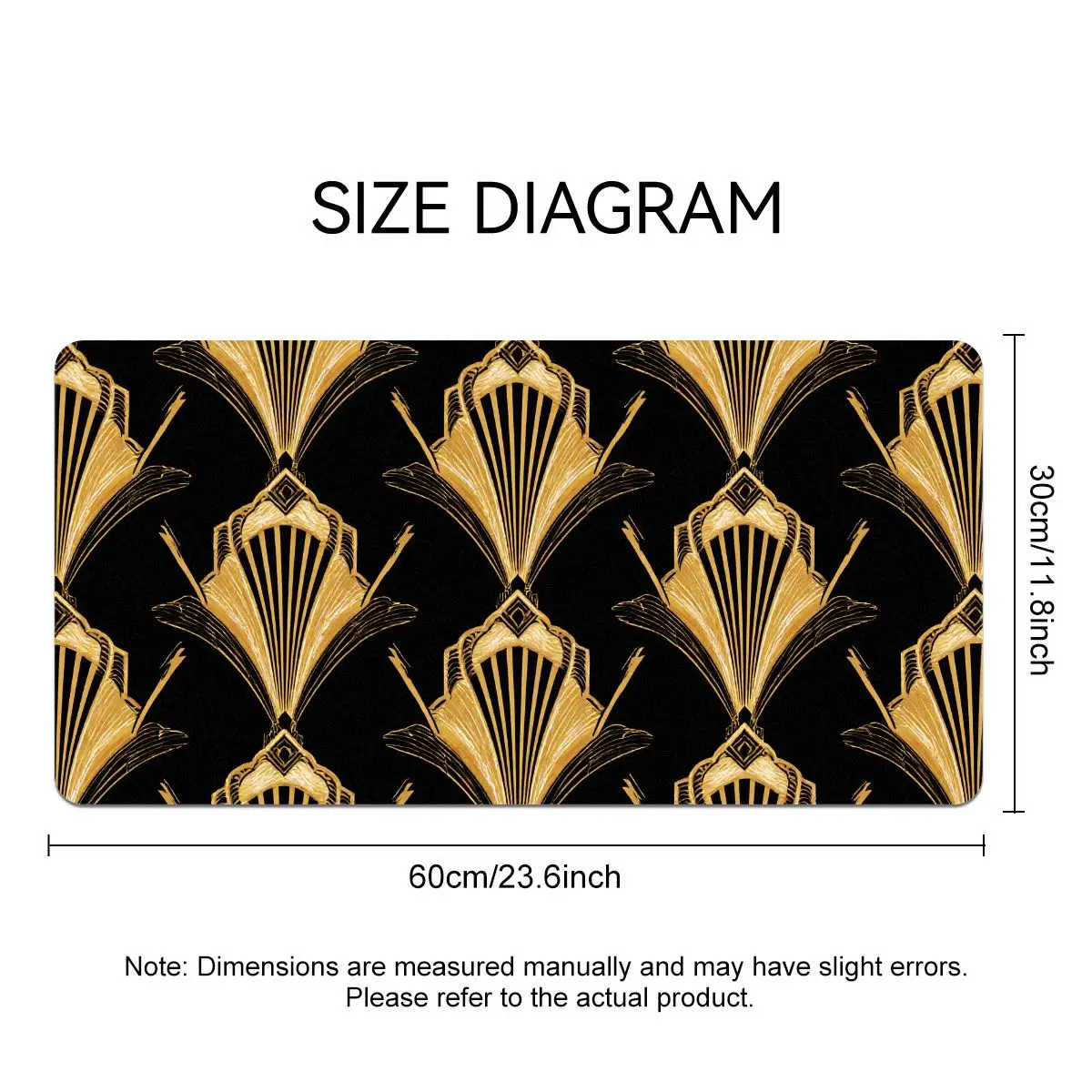 Luxury Art Deco Gold Fan Mouse Pad-Smooth & Dust-Proof, Multi-Purpose Desk Protector for Home/Office, Elegant Decor Gift