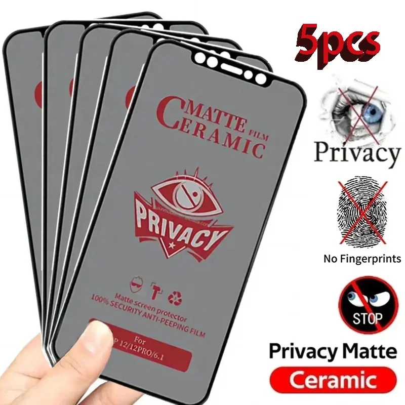 

5PCs matte ceramic privacy screen protector for iPhone 13 11 12 15 Pro Max mini 8 plus anti-spy film for iPhone 14 pro XR XS Max