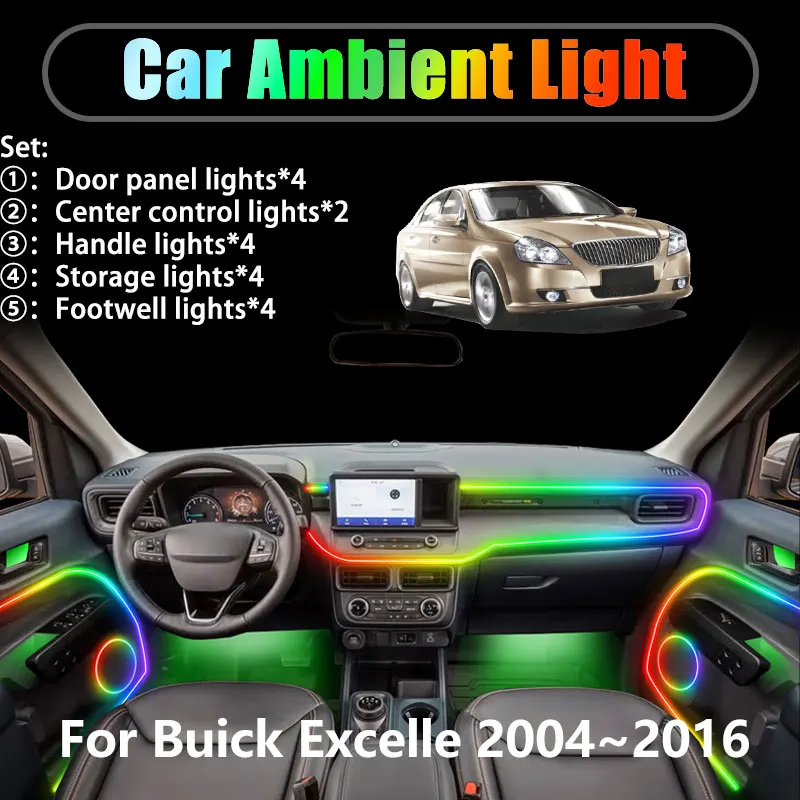 

For Buick Excelle 2004~2016 MK1 1th J200 2/18 in 1 Car ambient lighting Led trunk interior led lights USB RGB Ensemble Streamer