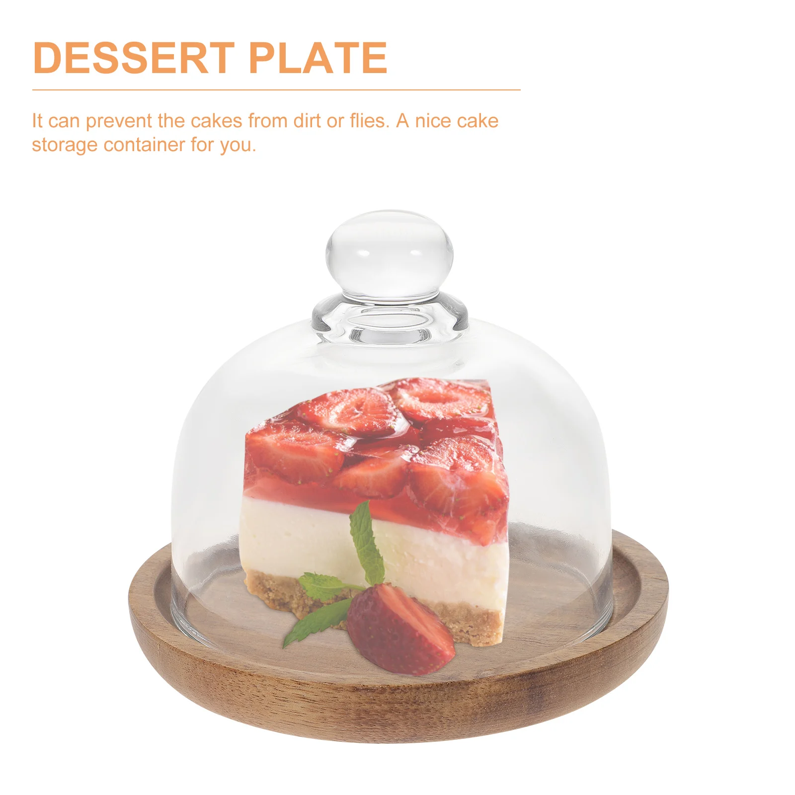 

2Sets Dessert Display Plate Glass Cover Hardwood Cake Bread Tray Party Wedding Buffet Use Dessert Plate