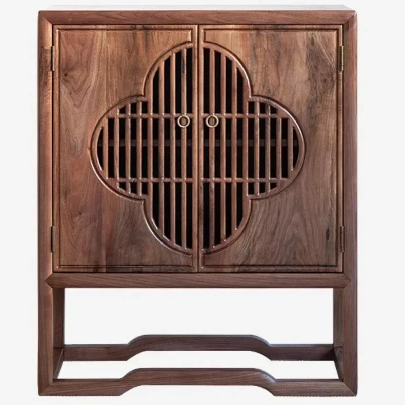 

~New Chinese black walnut porch cabinet Zen decorative cabinet locker against the wall tea modern tea roomfurniture