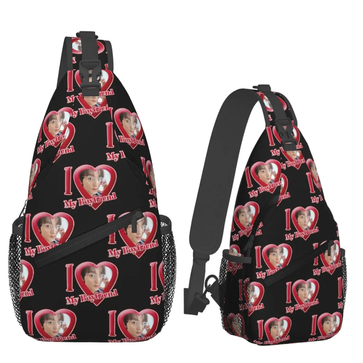

NCT Haechan I Love My Boyfriend Chest Bag Men Sling Crossbody Backpack Chest Bag Traveling Hiking Daypack Shoulder Bag