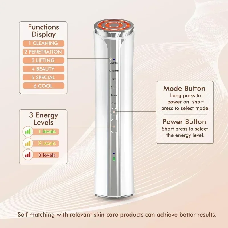 6 in 1 ems Mikrostrom Photorejuvenation Wärmevibration Tiefenhautpflege Gesichtsstraffung und straffende Verjüngung Anti-Aging-Pflege