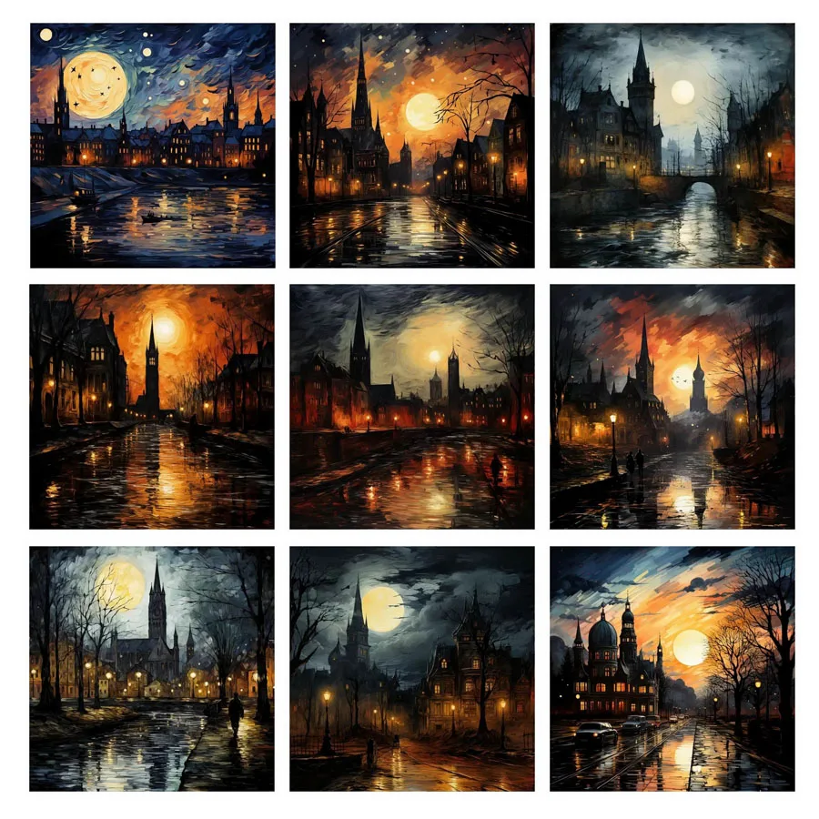 Diy Mosaic Arts Abstract Night Scenery Castle Painting Full Diamond Embroidery Sale Manual Cross Stitch Arts Wall Decor AA4895