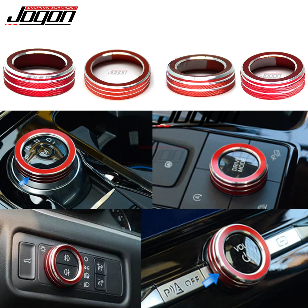 For Ford Explorer 2020 2021 Console Shift Control Drive Mode Button Cover AC VOL Knob Ring Headlight Switch Ring Car Interior