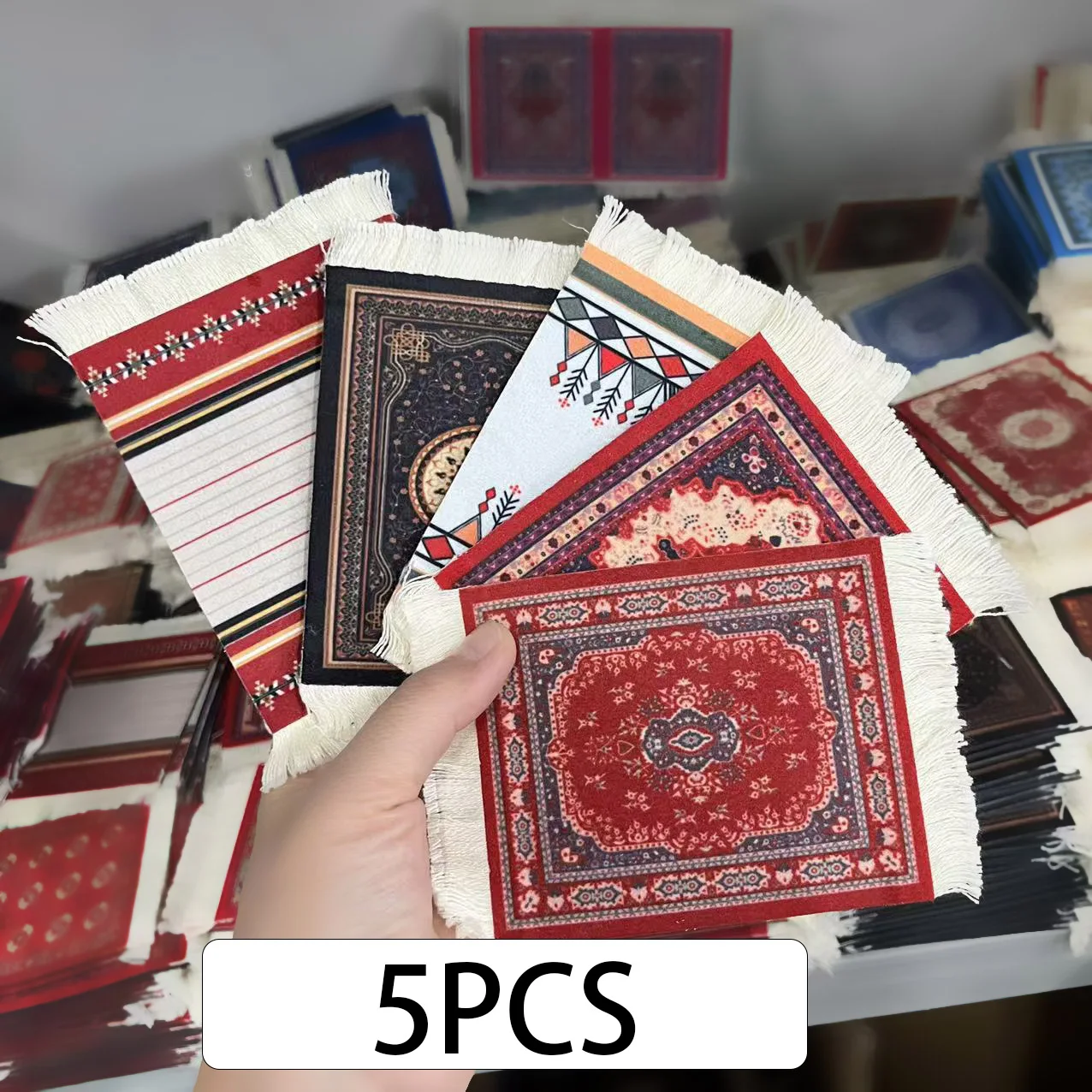 

Набор из 5 подставок из персидских ковров, восточный дизайн, впитывающие и теплоизоляционные коврики для чашек чая, этнические узоры, украшение стола для домашнего офиса, Ид аль-Фитр, праздничные подарки