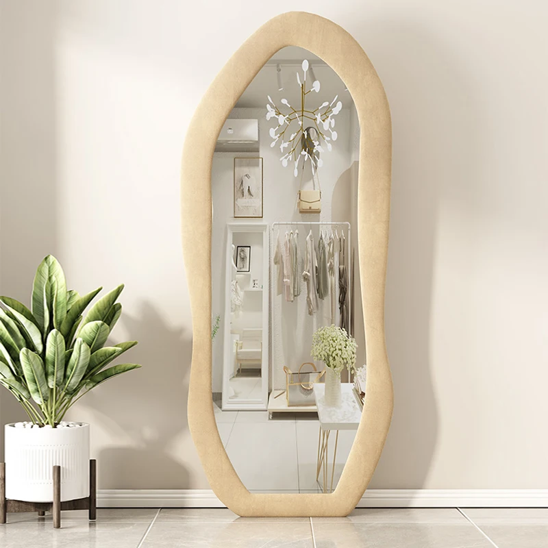 Wavy Full Length Mirror Bath Infinity Vintage Bathroom Big Mirror Shower Floor Standing Decoration Chambre Home Decor XF40XP