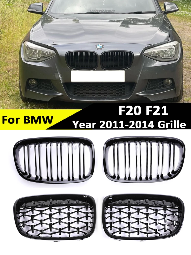 

Grille for BMW 1 Series F20 F21 2011-2014 Air Front Bumper Kidney Diamond Stars Carbon Fiber M Style Grill 116i 118i 120i 125i