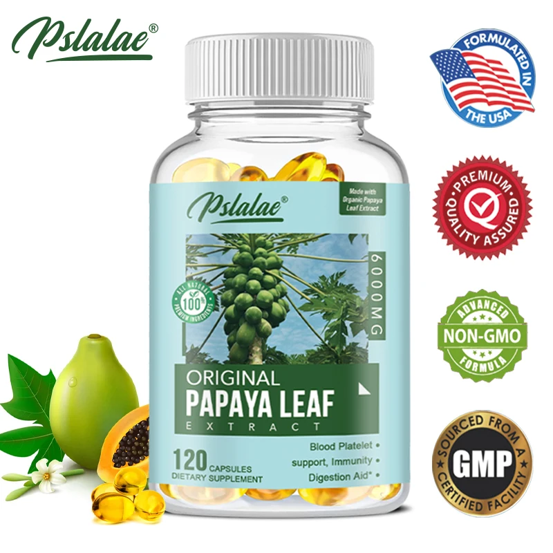 Papaya Leaf Extract Digestive Enzymes - 10x Strength - Blood Plate, Bone Marrow Support, Immune Gut and Super Digestive Health