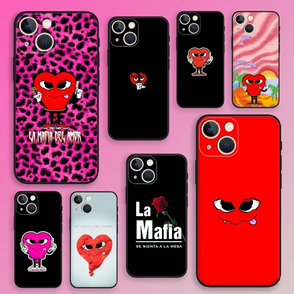 La Mafia Del Amor Love Mafia Phone Case For iPhone 15,14,13,12,11,Plus,Pro Max,XS,X,XR,SE,Mini,8,7 Soft Silicone Black Cover