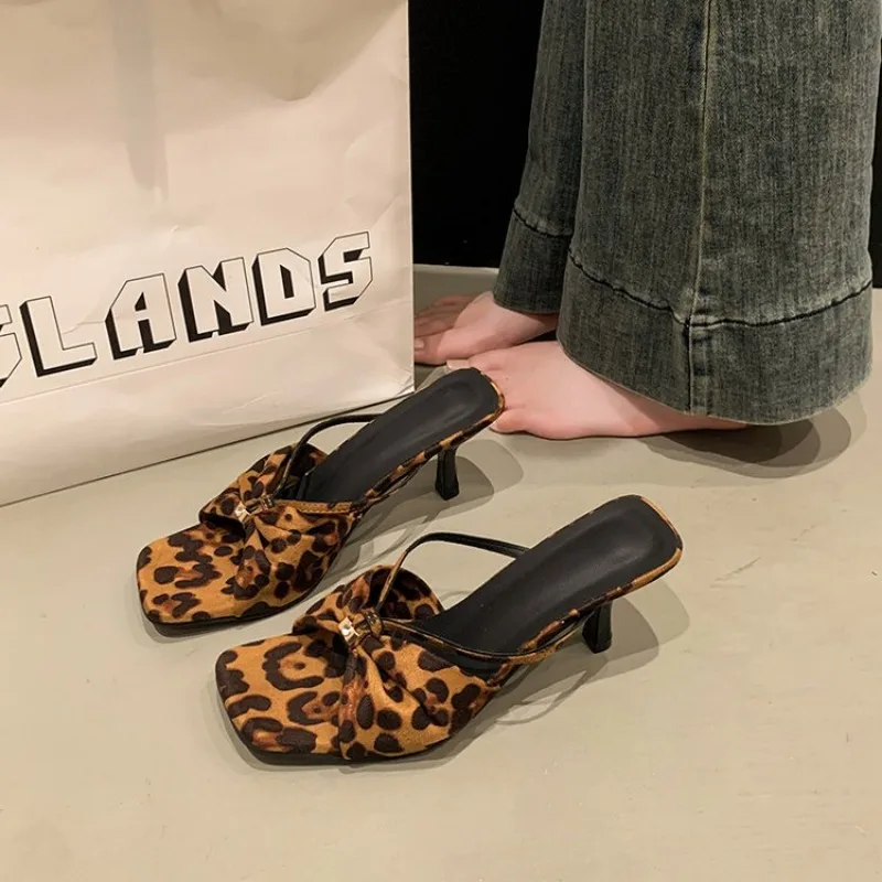 

Summer Fashion Butterfly-knot Satin Women Slipper Slip On Ladies Sandal Thin High Heel Outdoor Dress Slides Shoes Plus Size 42