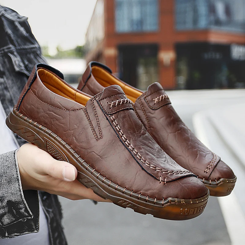 

Men Hand Sewn Casual Shoes Flat Bottomed Soft Comfortable Breathable Simple Wide Footed Oversized (38-47) Shoes