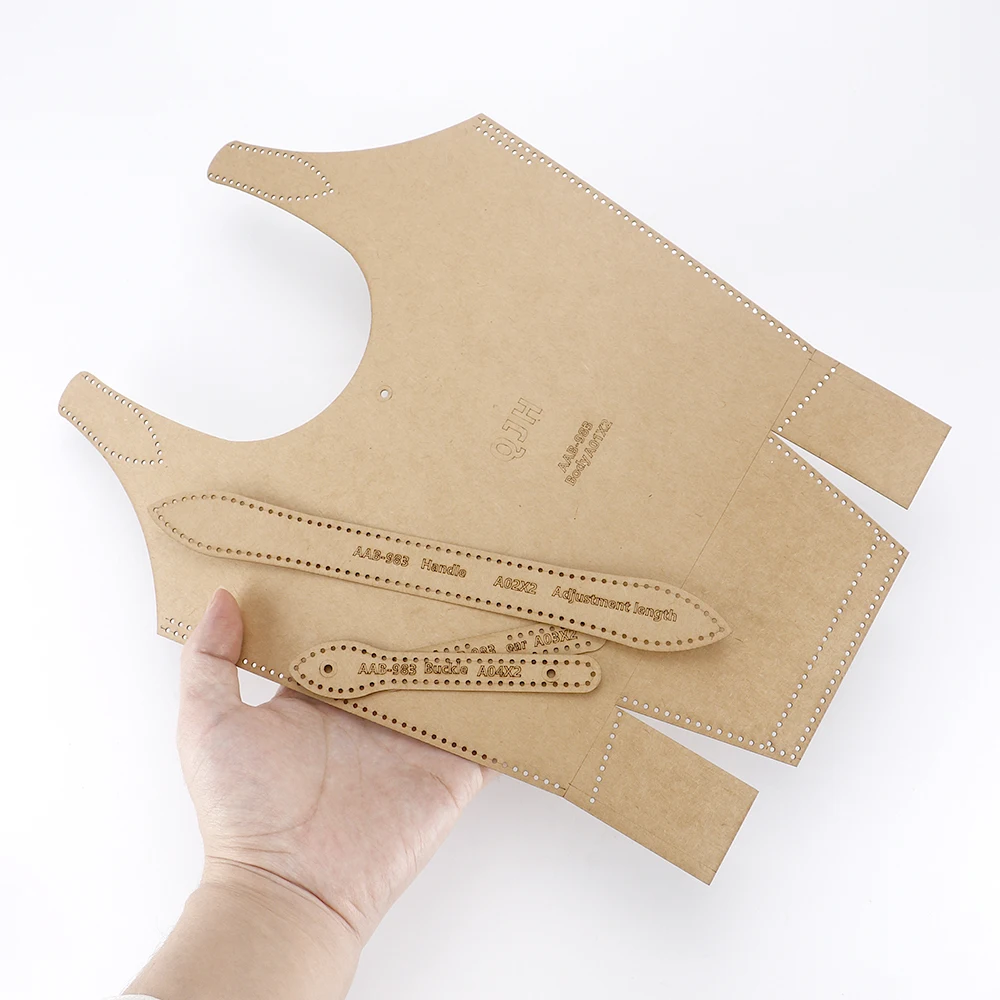 1Set Basket-Style Handbags, Bucket Bags, Tote Bags - Kraft Paper Template,DIY Leather Handmade Crafts-Sewing Template with Holes - view 3