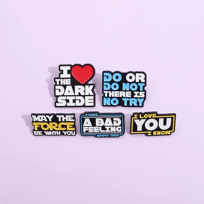 Ficção científica citações do filme esmalte pinos, emblemas lapela, eu amo eu sei broches, gótico presente da jóia, coleção por atacado