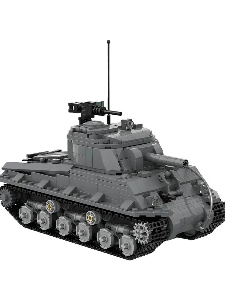 MOC Sherman M4A3 Tank Bouwstenen Model WWII Militaire Sherman M4A3 Tank Bricks Montage Educatief Speelgoed Kinderen Verjaardagscadeautjes - afbeelding 2