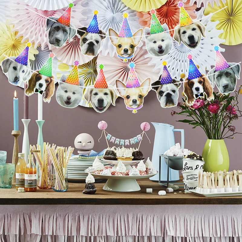 

Cute Dog Cat Cartoon Animals Bunting Banner Flags for Kids Favor Baby Shower Birthday Party Decorations Supplies Paper Garlands