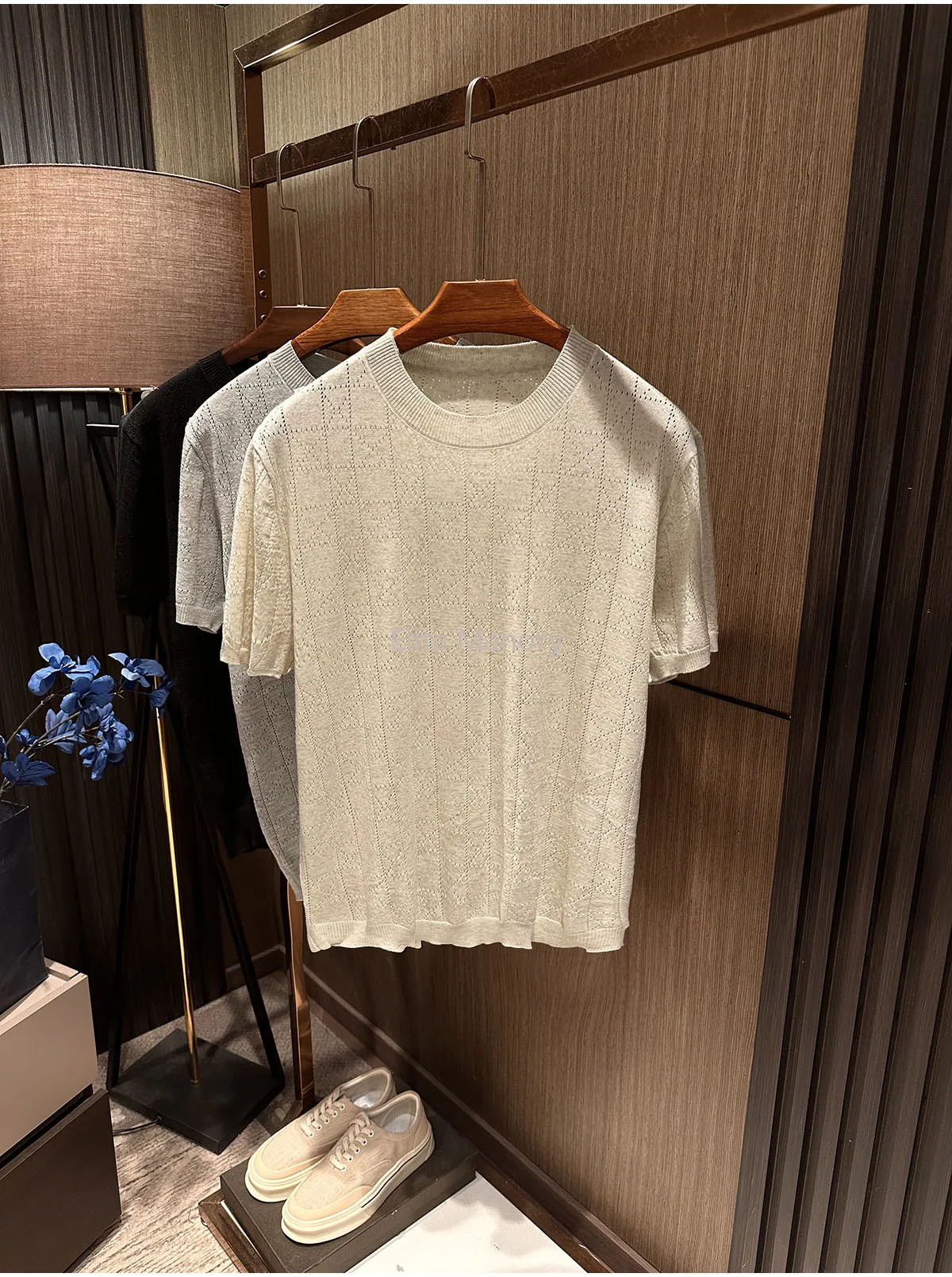 [Refreshing and not sultry] 2026 summer men's high-end half-sleeve knitted crew neck short-sleeved T-shirt