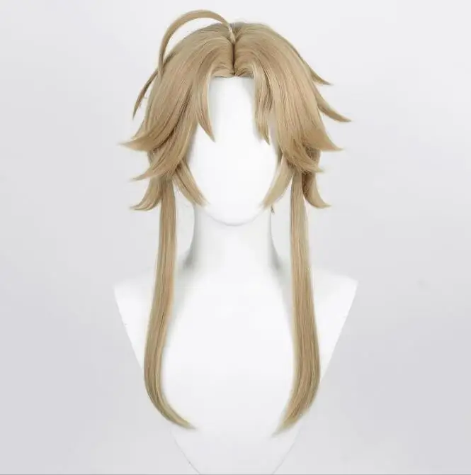 

Game Honkai: Star Rail Cosplay Yanqing Wig Long Synthetic Straight Linen Brown Ponytail Hair Heat Resistant Wig for Party